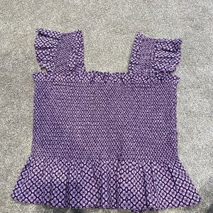 Hill House Home Paz top Medium Purple Plum Floral Jacquard NWOT